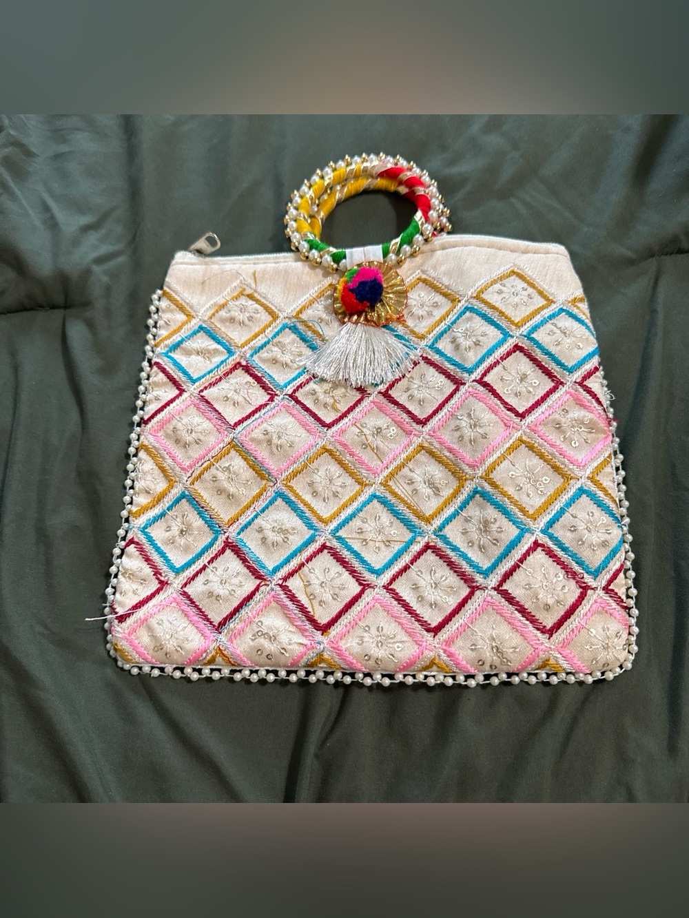 Indian Handcrafted Multicolor Embroidered Women's Tote Bag